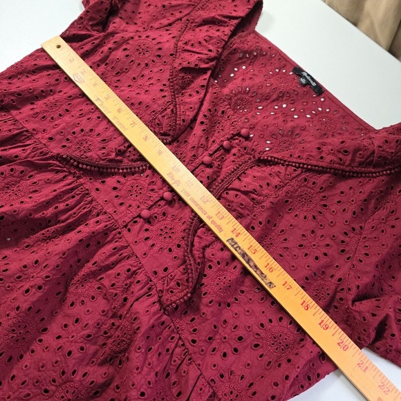 Madewell Women Eyelet Top Size XL Long Sleeve Boho‎ Cottage Peasant Romantic - Picture 10 of 13